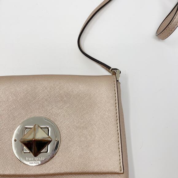Kate Spade Rose Gold Leather Sally Newbury Lane Crossbody Bag 7.5" x 5" - Picture 4 of 14
